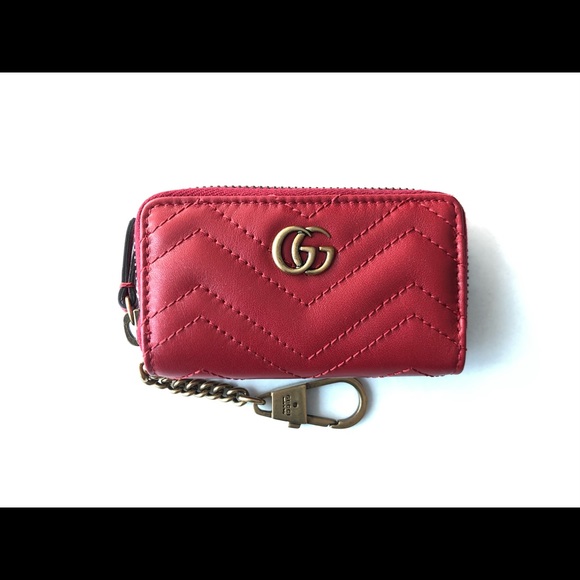 red keychain wallet